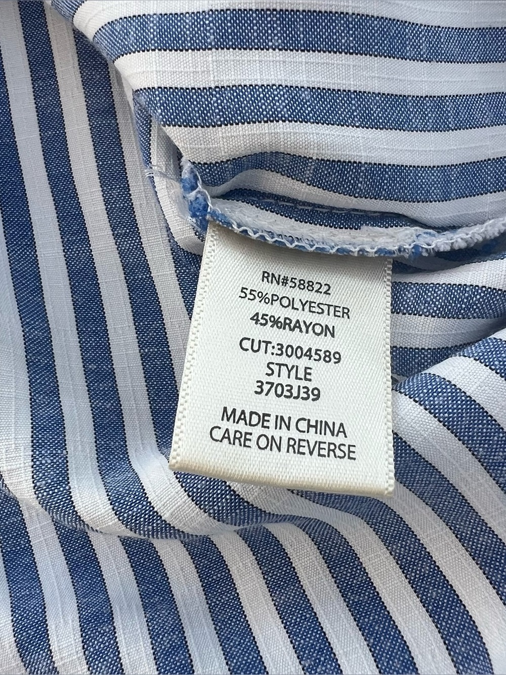 Max Studio Blue & White Vertical Stripe Blouse, Size Small - Picture 7 of 7